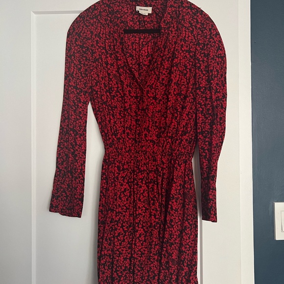 Zadig and Voltaire Red Floral Wrap Dress - Picture 4 of 5